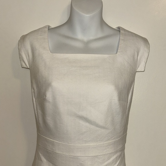 Ann Taylor White/Cream Linen Sleeveless Square Neck Sheath Dress - Picture 5 of 7
